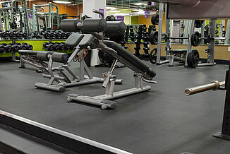Anytime Fitness - Weight Benches on REGUPOL sonusfit m520 View of the various benches and equipment located in Anytime Fitness in Fairmount Philadelphia.